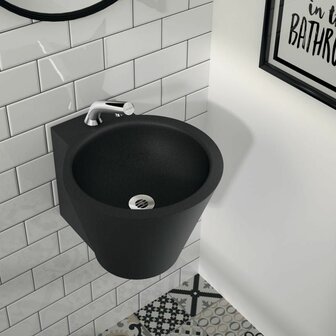 Zwarte RVS wastafel muurmodel