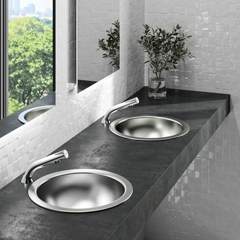 RVS ronde inbouw wastafel